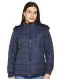 Fyltr Women'S Puffer Jacket With Detachable Hood - Full Zipper | Rib Hem & Cuff | Contrast Trims | Casual Winterwear For Women,Electric Indigo,Electric Indigo,Xl