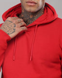 Adro Men'S Cotton Neck Hooded Sweatshirt (H24-M-Pln-Rd-L_Red)