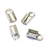 ATORSE 4x100 Pcs Folding Crimps Cord Thong End Connectors 10mm Silver