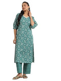 Libas Womens Printed Cotton Straight Kurta With Trousers