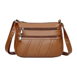 Ujeavette 3Xladies Cross Body Bag Pu Leather Messenger Bag Shoulder Handbag Long Strap Brown