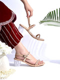 Shoetopia Embellished Rhinstone Silver Heeled Sandals For Women & Girls /Eu36,Golden,3,B0F315B1DH