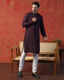 Toplot Kurta For Men || Men'S Ethnic Wear Sequin Embroidered Cotton Blend Kurta Set || Men'S Kurta (Men-Seq-Kurta-Set-5209-Wine-S),Wine,,B0DKF36FLK