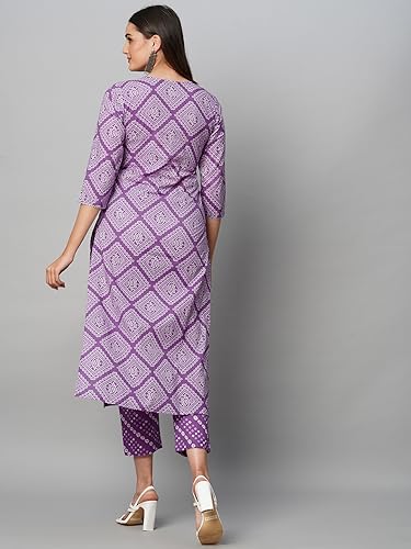 Anni Designer Women'S Cotton Blend Straight Printed Kurta With Pant (Dali Blue_Xl_Blue_X-Large),Blue,XL,Cotton Blend,Regular,Kurta