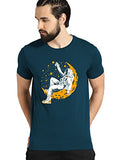 Adro Astronaut Graphic Design Mens Printed T-Shirts (Rnr-M-Moon-Sb_Teal_L)