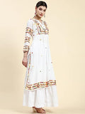 Gosriki Women'S Cotton Blend Chikankari Multi Work Embroidered Long Kurta (Simi White-Nw-Gs_S_White_Small),White,,B0CBXHT4FW
