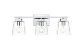 Living District Merrick 3-Light Iron & Glass Bath Sconce In Chrome/Clear