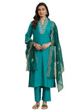 Libas Women'S Silk Blend Kurta Sets (Gs1093_Turquoise_L)