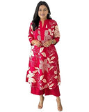 Anni Designer Women'S Rayon Viscose Straight Printed Kurta With Palazzo (Savya Pink_Xl_Pink_X-Large),Pink,XL