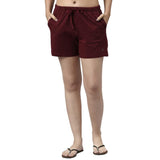 Enamor Essentials Mid Rise Relaxed Fit Mid Thigh Length Cotton Slub Jersey Shorts for Womens with 2 Pockets-E062 (E062_Dry Blood_XL),Dry Blood