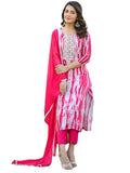 Anni Designer Women'S Rayon Blend Printed Straight Kurta With Pant & Dupatta (Kirkatu Pink_Xxl_Pink_Xx-Large),Pink,2XL