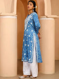 Anni Designer Women'S Rayon Blend Straight Chikankari Embroidered Kurta (Nakusha Blue-Nw_M_Blue_Medium),Blue,M,,,