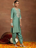 Libas Women'S Silk Blend Kurta Set (Gs939_Green Green L