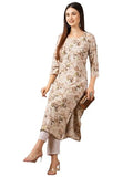 Anni Designer Women'S Cotton Blend Straight Printed Kurta With Pant (Bhutam Beige_M_Beige_Medium),Beige,M