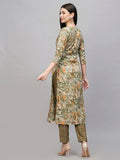 Anni Designer Women'S Cotton Blend Straight Printed Kurta With Pant (Seep Green-Nw_S_Green_Small),Green,S,Cotton Blend,Seep Green-NW_1476,