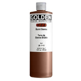 Fluid Acrylics by GOLDEN, Burnt Sienna, 16 fl. oz. Bottle, Professional Acrylic Paint, SemiOpaque