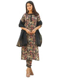 Gosriki Women'S Rayon Blend Printed Straight Kurta With Pant & Dupatta (Keech Black-Gs_L_Black_Large),Black,,B0DPB3N5YY