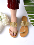 Shoetopia Chic Comfort & Stylish Golden Kolhapuri Flats For Women & Girls /Eu42,Golden,9,B0F317856Q
