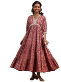 Libas Women'S Cotton Fit And Flare Midi Dress (29167_Pink