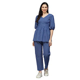 Stylum Women s Self Woven Kantha Cotton Cord Set (BLUEKATHACORD40_Blue, L)
