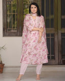 Gosriki Women'S Rayon Blend Straight Printed Kurta With Pant & Dupatta (Midon Pink-Gs_L_Pink_Large),Pink,,B0DFCJ7R6D