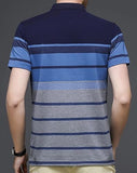 Eyebogler Men'S Designer Half Sleeves Polo Neck Striped T-Shirt Blue,BlueApparel,M