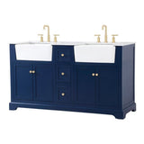 Elegant Decor Franklin 60 Aluminum Mdf Double Bathroom Vanity In Blue