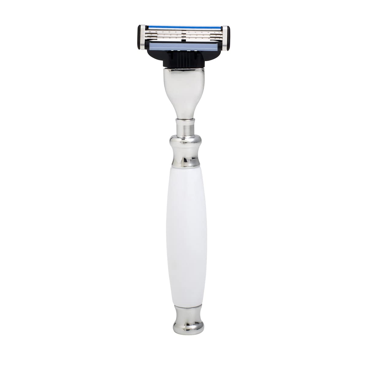 Union Razors Ss2Rz Razor With White Resin Handle And Lubricating Strip - Reusable Mens Shaving Razor