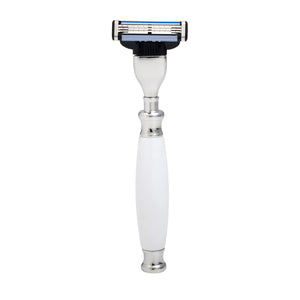 Union Razors Ss2Rz Razor With White Resin Handle And Lubricating Strip - Reusable Mens Shaving Razor