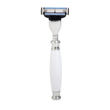 Union Razors Ss2Rz Razor With White Resin Handle And Lubricating Strip - Reusable Mens Shaving Razor