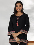 Libas Women'S Silk Blend Straight Kurti (29180O_Black Black 2Xl