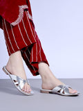 Shoetopia Embellished Silver Flats For Women & Girls /Eu38,Silver,5,B0F9FSS9DW