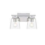 Living District Merrick 2-Light Iron & Glass Bath Sconce In Chrome/Clear