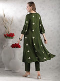 Gosriki Women'S Rayon Blend Anarkali Printed Kurta With Pant (Anveshi Methi-Vks03-Gs_L_Green_Large),Green,,B0DJWFLRSF