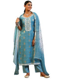 Libas Women'S Silk Blend Kurta Sets (49129_Turquoise Blue_L)