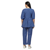 Stylum Women S Self Woven Kantha Cotton Cord Set (Bluekathacord40_Blue, L)