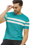 Lookmark Men'S Stylish Cotton Blend Printed Striped Polo Regular Fit Tshirt (Mt04-Xxl), Sky Blue