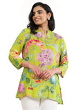 Libas Women'S Silk Blend Printed Straight Tunic Shirt (98193_Green_M)