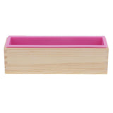 Enakshi Rectangle Silicone Soap Loaf Mold with Wooden Box DIY Mould 900ml Pink