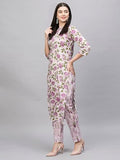 Anni Designer Women'S Cotton Blend Straight Printed Kurta With Pant (Dafiya Purple-Nw_L_Purple_Large),Purple,L,Cotton Blend,Dafiya Purple-NW_1405,