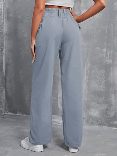 Toplot Cotton Solid Multi-Pocket Cargo Pant For Women (Wide-Leg-Cargo-5195-Silver-34),Silver,34,B0D9VQ7Q8B