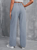 Toplot Cotton Solid Multi-Pocket Cargo Pant For Women (Wide-Leg-Cargo-5195-Silver-28),Silver,28,B0D9VPW1TZ