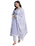 Libas Women'S Cotton Kurta Set (400225O_Lavender_Xl)