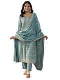 Libas Women'S Silk Blend Kurta Set (49520_Blue_Xl)