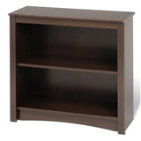 Prepac Sonoma 2-Tier Bookcase 29H with 1 Adjustable Shelf, Espresso Storage Cabinet, Modern Display Cabinet, Bookshelf with Stor