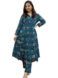 Leriya Fashion Ethnic Co Ord Set for Women Kurta Set for Women | 2 Piece Kurta Set | Kurta with Pant for Women (Large, Blue) LF-