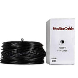 FiveStarCable 1000Ft Cat5e FTP 24AWG Outdoor Shielded Waterproof Direct Burial Rated 350MHz Bulk Ethernet Router LAN Cable Black