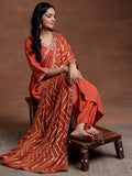 Libas Gerua Women'S Silk Blend Kurta Sets (35611_Rust