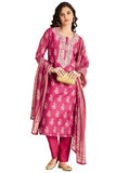 Gosriki Women'S Rayon Blend Straight Printed Kurta With Pant & Dupatta (Haritaj Pink-Gs_S_Pink_Small),Pink,,B0DKXMC7BY