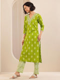 Libas Women'S Cotton Kurta Set (400625_Green 2_M)